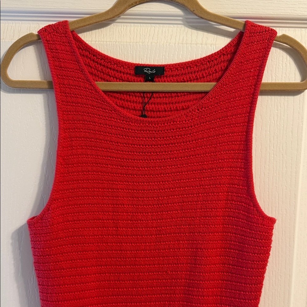 Red Crochet Rails Fringe Dress - Picture 2 of 3